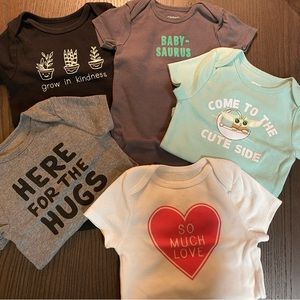 5 Jumping Beans 9M Short Sleeve Onesies